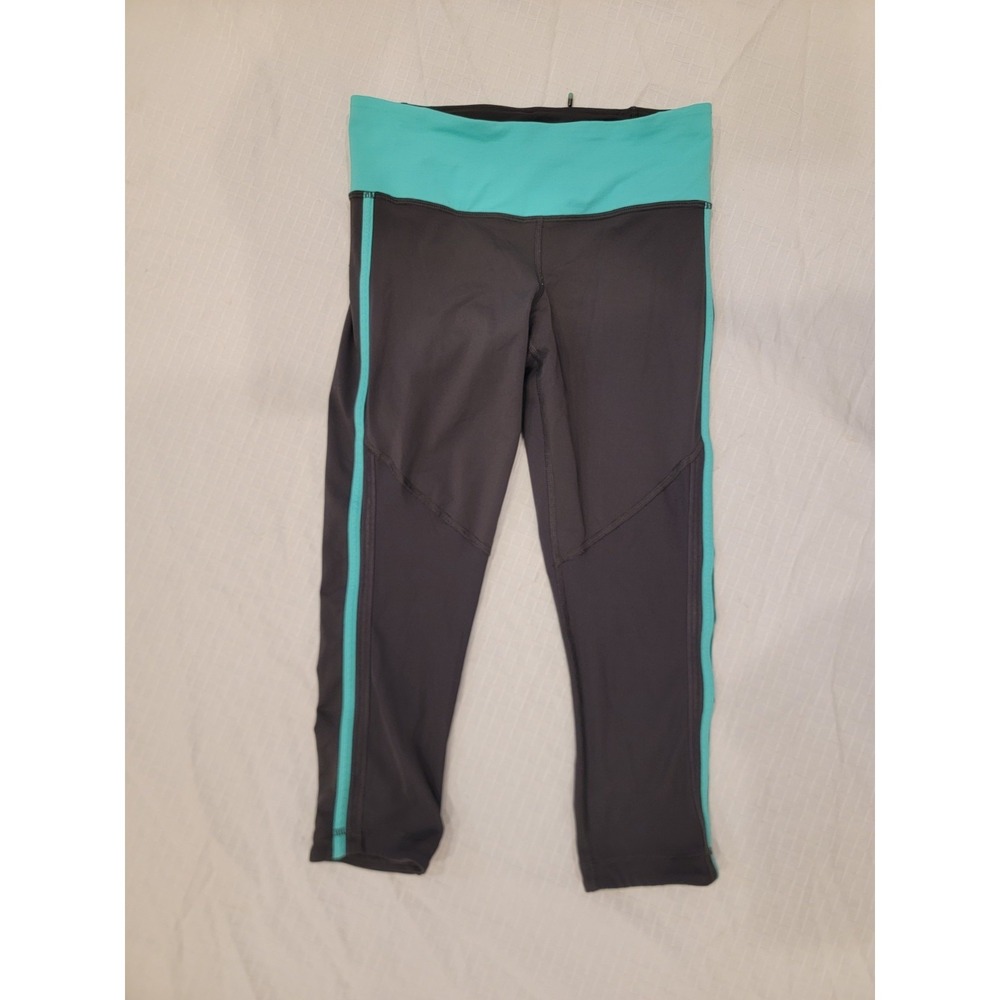 Lululemon Race With Grace Cropped Running Pants‎ Sz 4 Soot/Bali Breeze Athletic